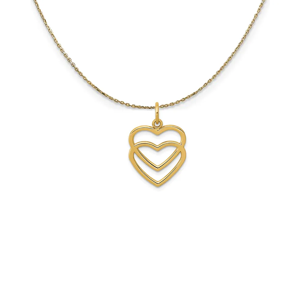 14k Yellow Gold Double Open Heart Necklace