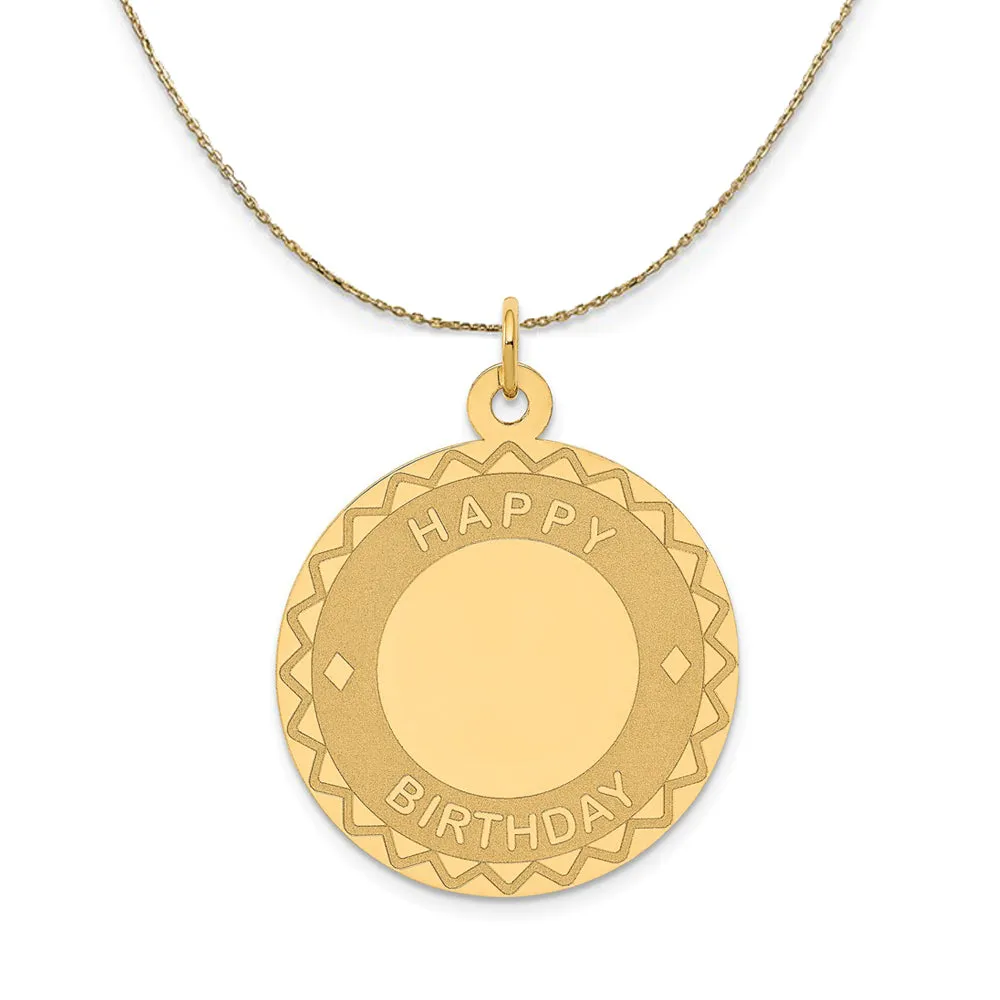 14k Yellow Gold Happy Birthday (26mm) Necklace