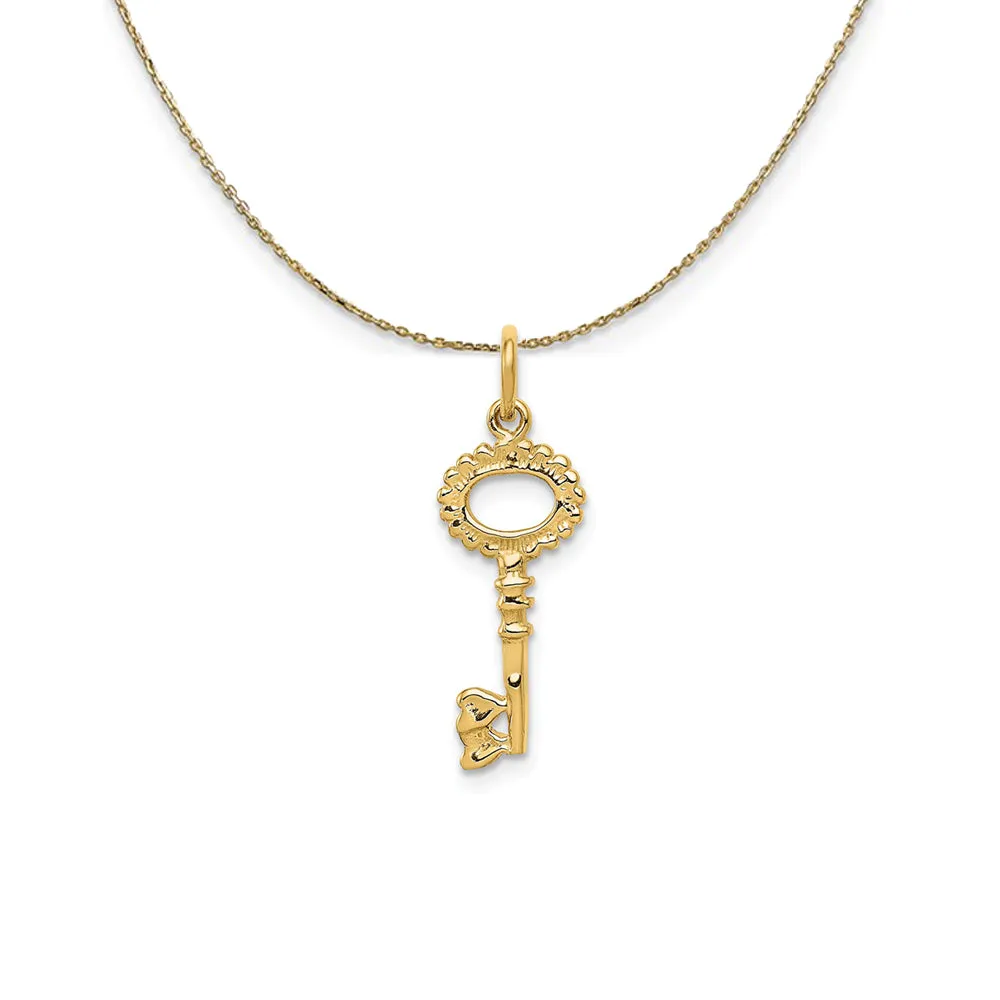 14k Yellow Gold Key To My Heart, Heart Bit Necklace