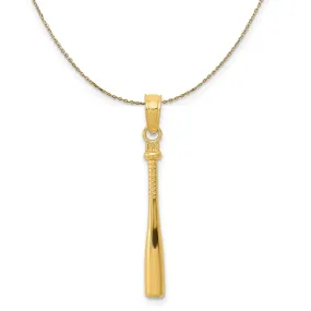 14k Yellow Gold Small 3D Baseball Bat Necklace