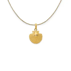 14k Yellow Gold Textured Scallop Shell Necklace