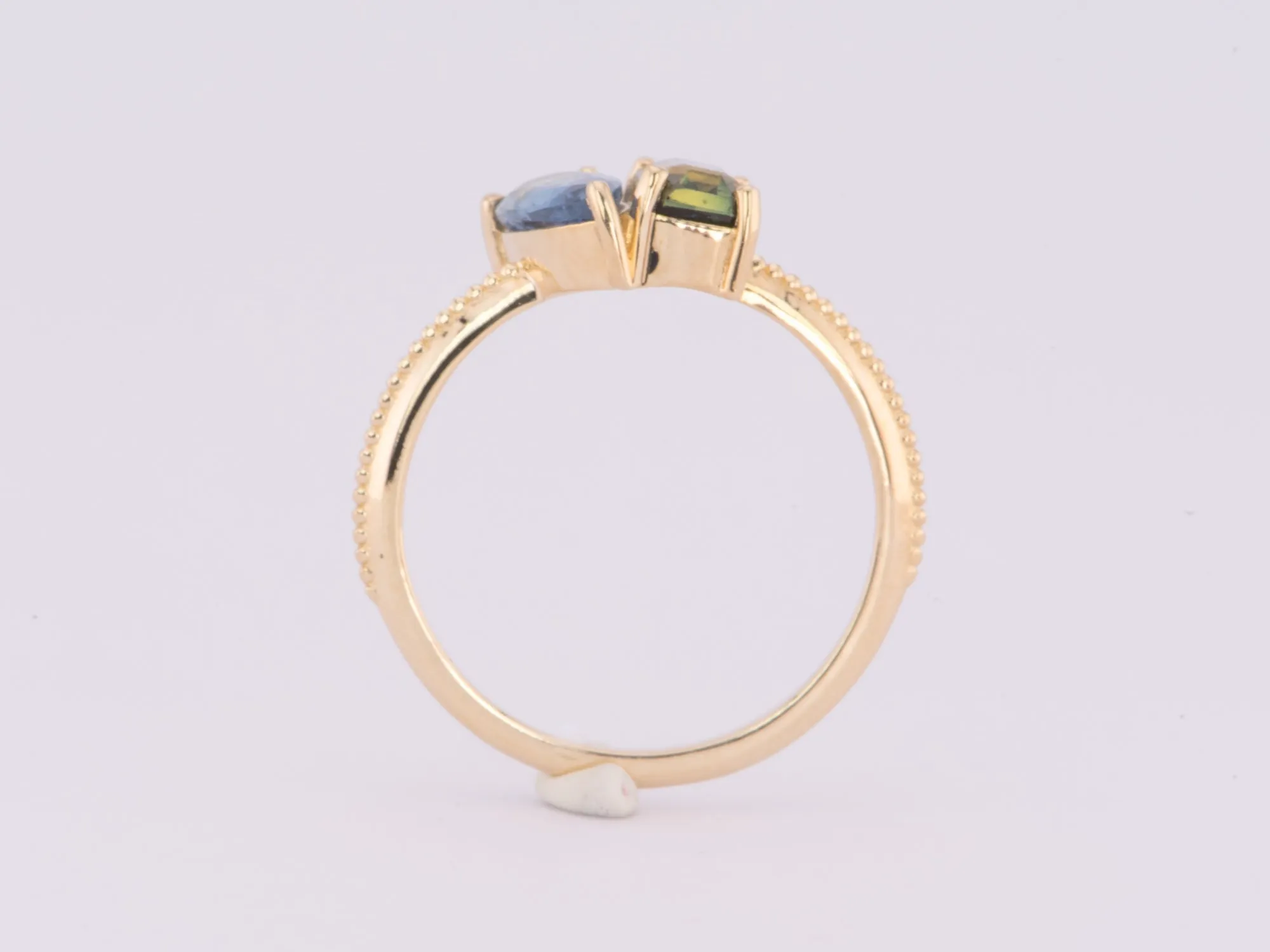 1.57ctw Bi-Color Sapphire and Santa Maria Aquamarine You and Me Ring 14K Gold R6600