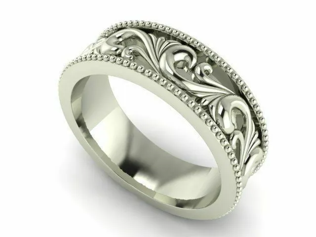 18k Ring Sold White Gold Ladies Jewelry Simple Filigree Design GR20R