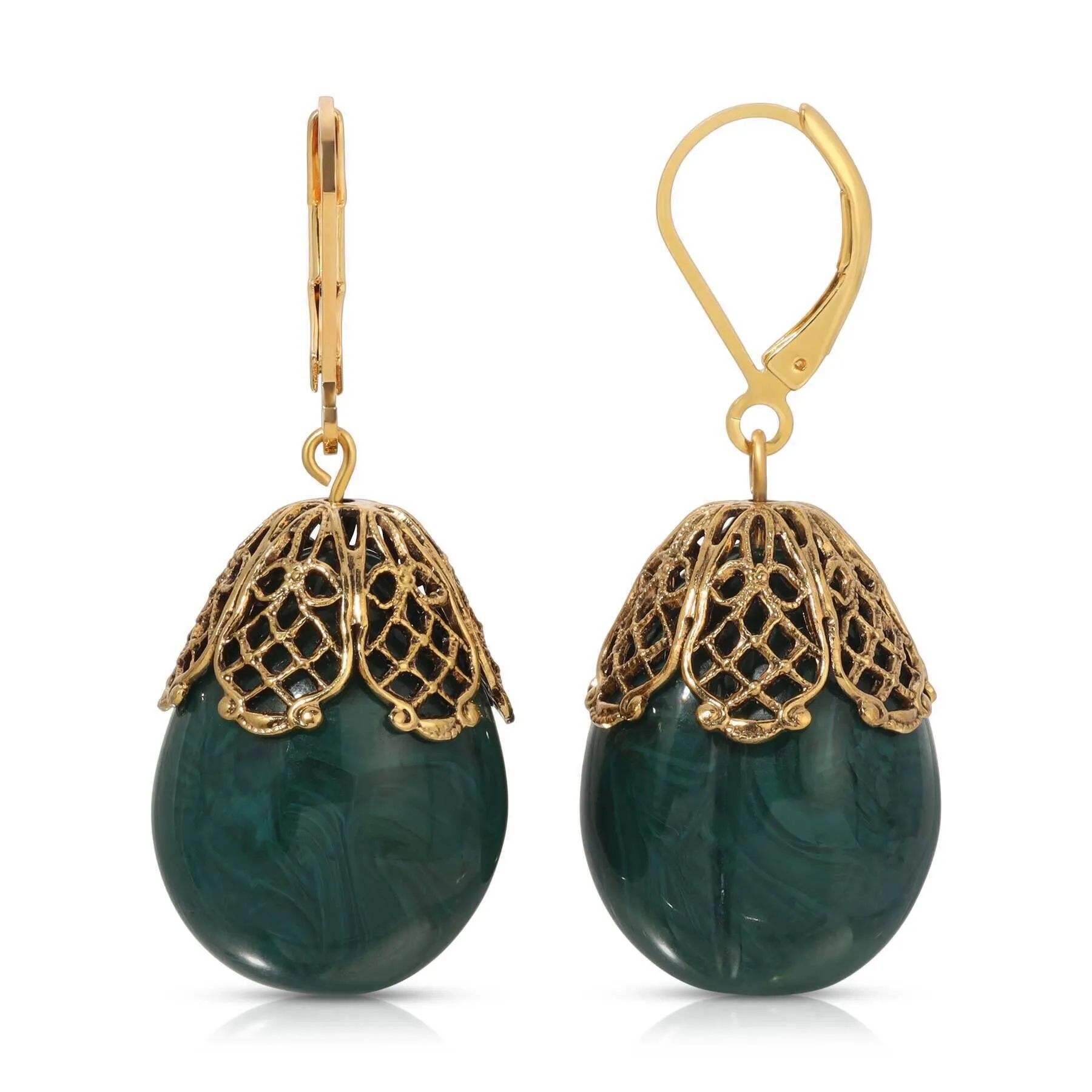 1928 Jewelry Filigree Pear Shaped Drop Earrings