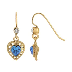 1928 Jewelry Petite Crystal Heart Drop Earrings