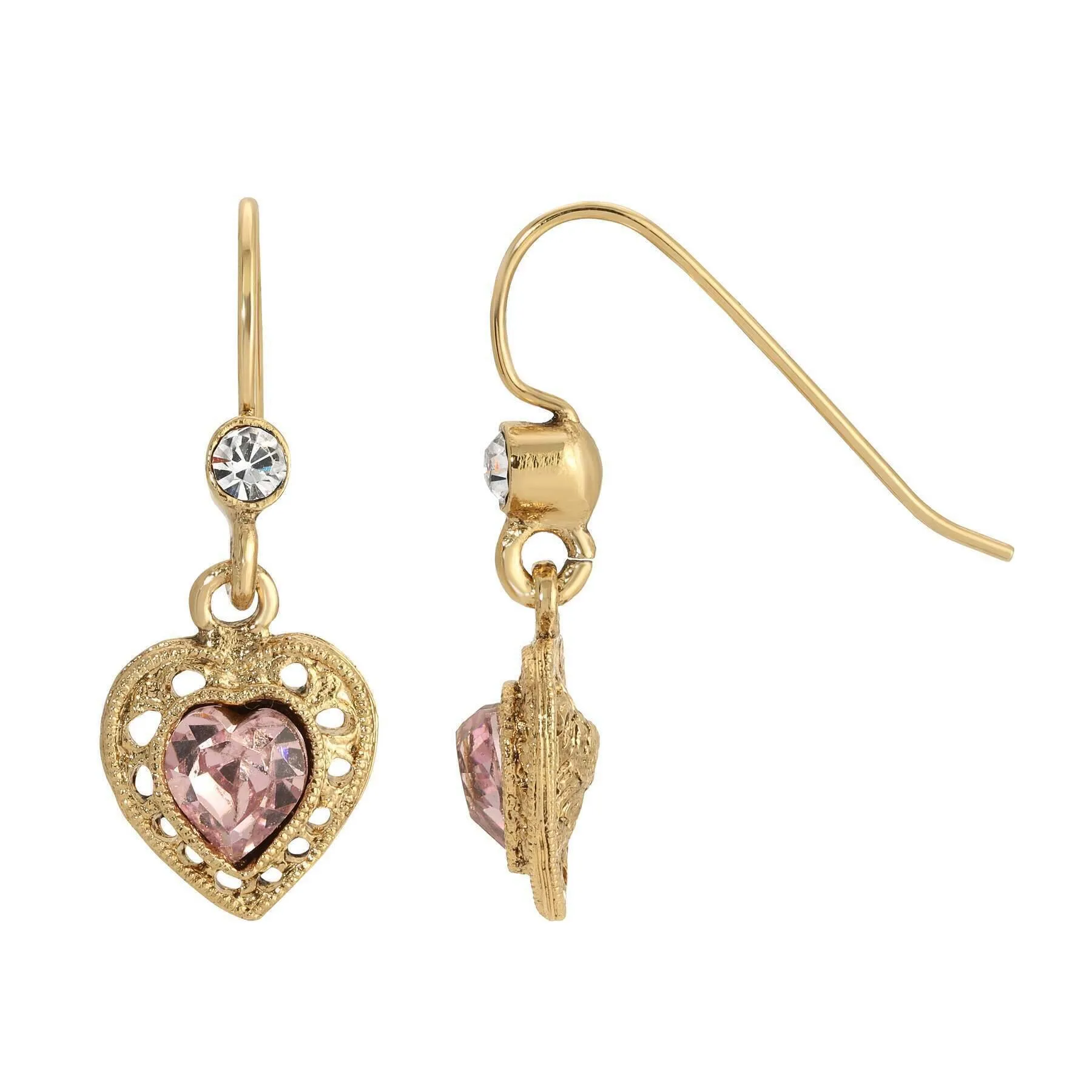 1928 Jewelry Petite Crystal Heart Drop Earrings