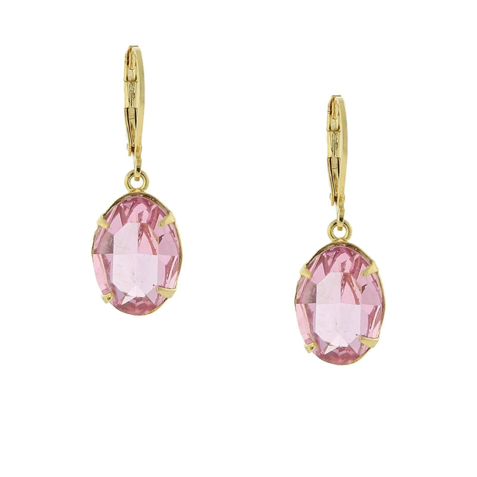 1928 Jewelry Pink Genuine Austrian Crystal Oval Drop Earrings