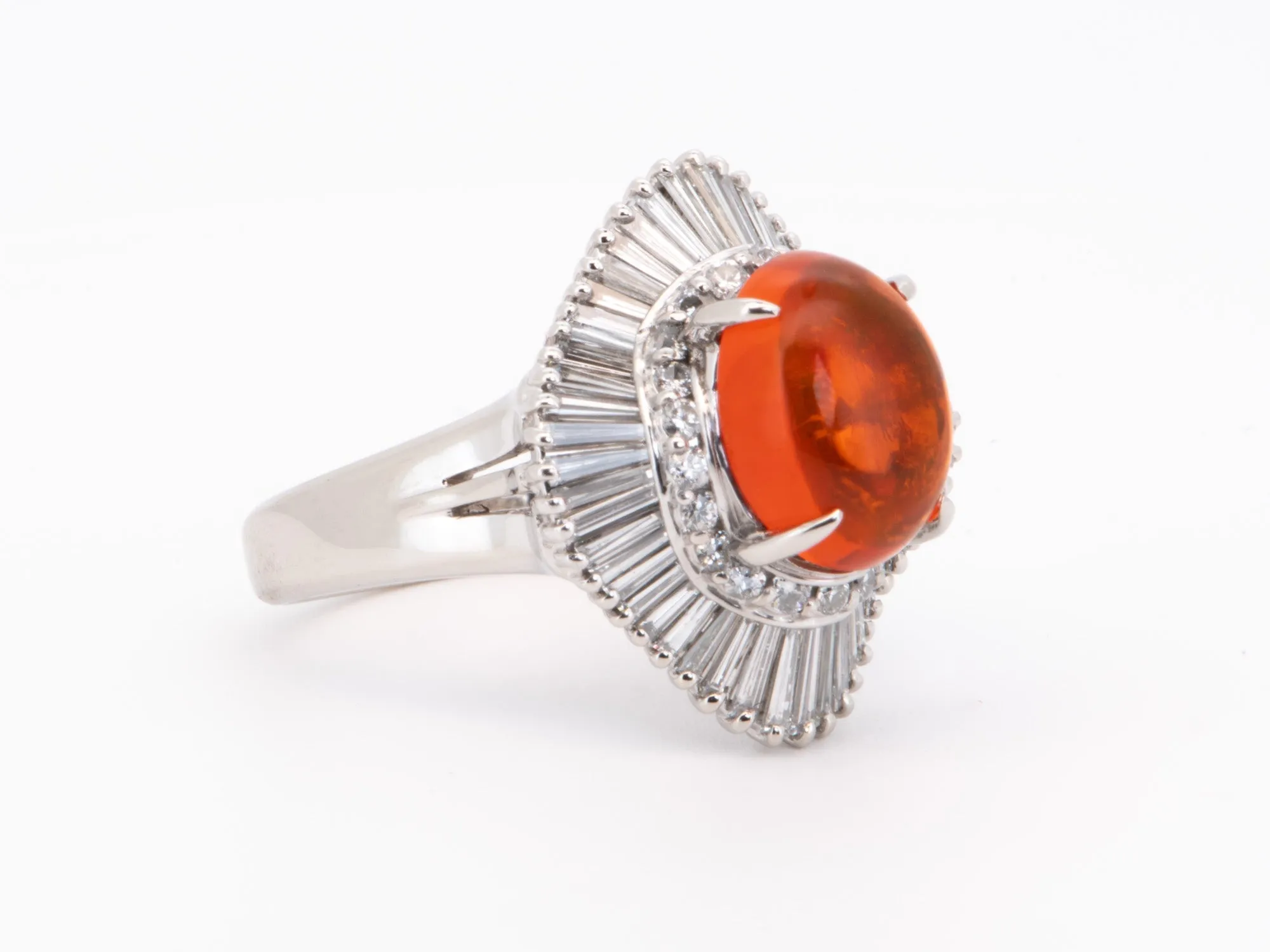 2.05ct Stunning Mexican Fire Opal with Diamond Halo Engagement Ring Platinum R6733