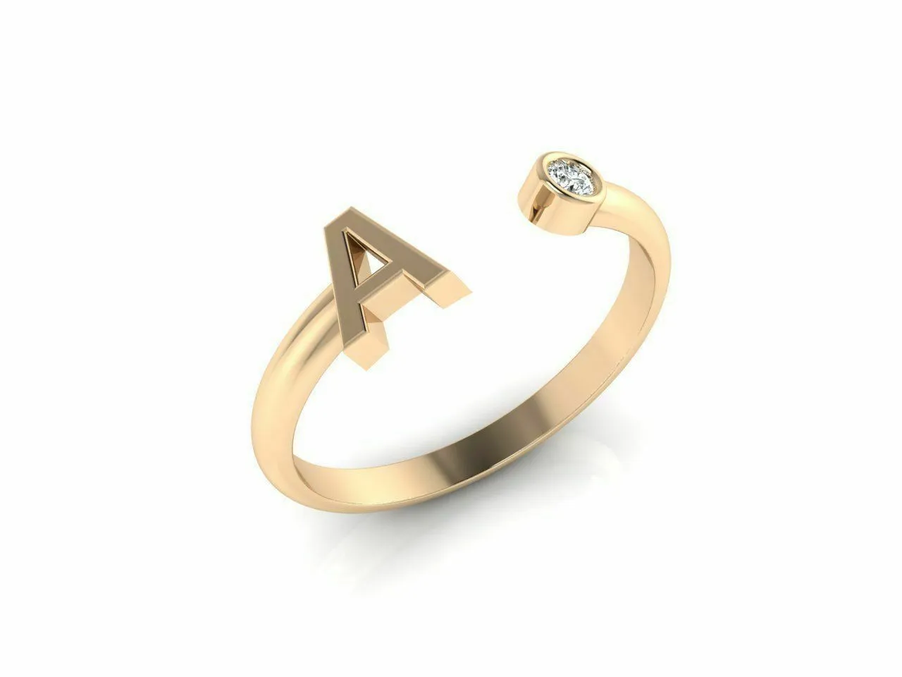 22k Ring Solid Yellow Gold Ladies Jewelry Modern A letter Design CGR47