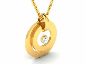 22k Solid Yellow Gold Ladies Jewelry Elegant Double Ring Pendant CGP25