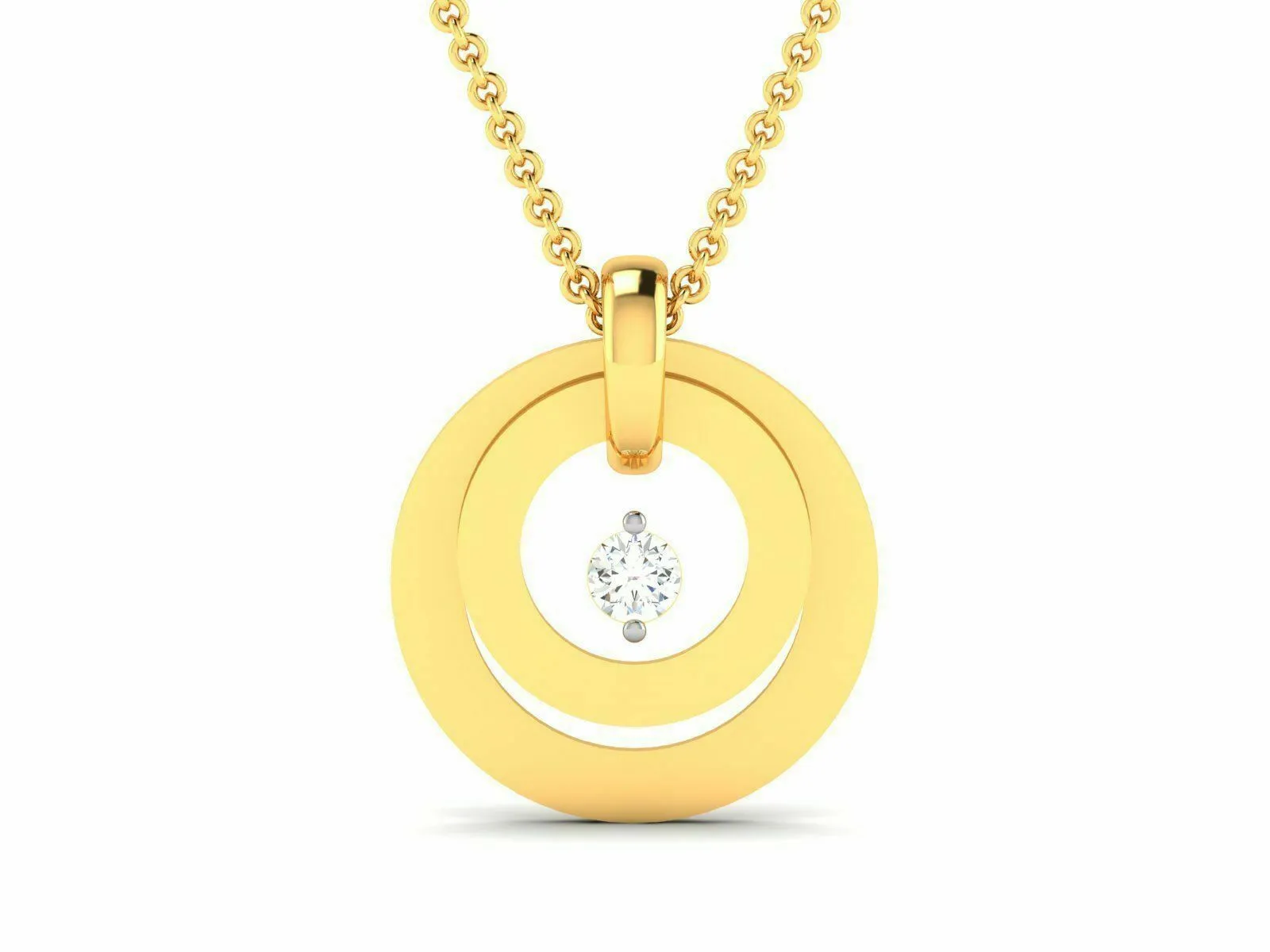 22k Solid Yellow Gold Ladies Jewelry Elegant Double Ring Pendant CGP25