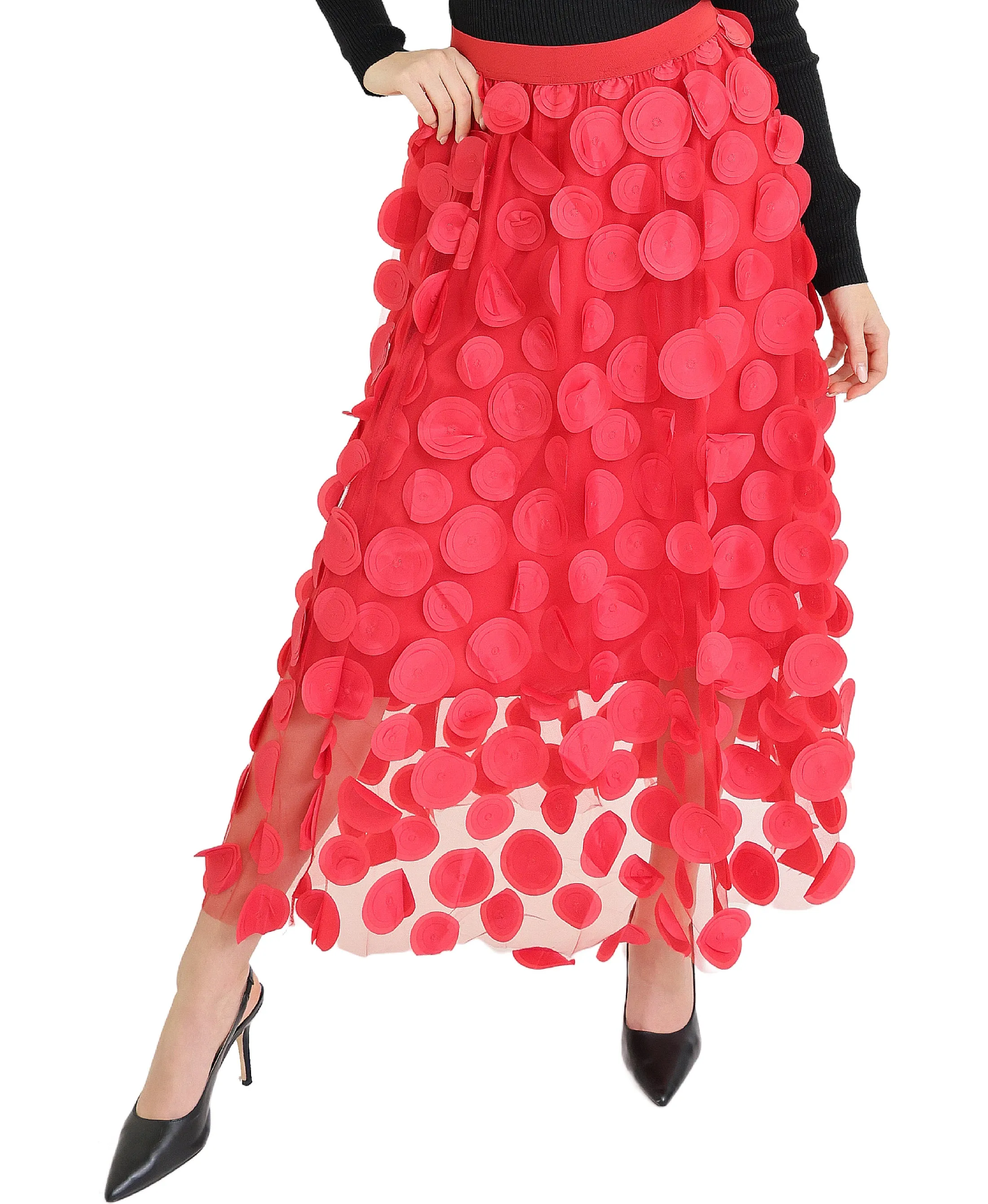 3D Circle Midi Skirt