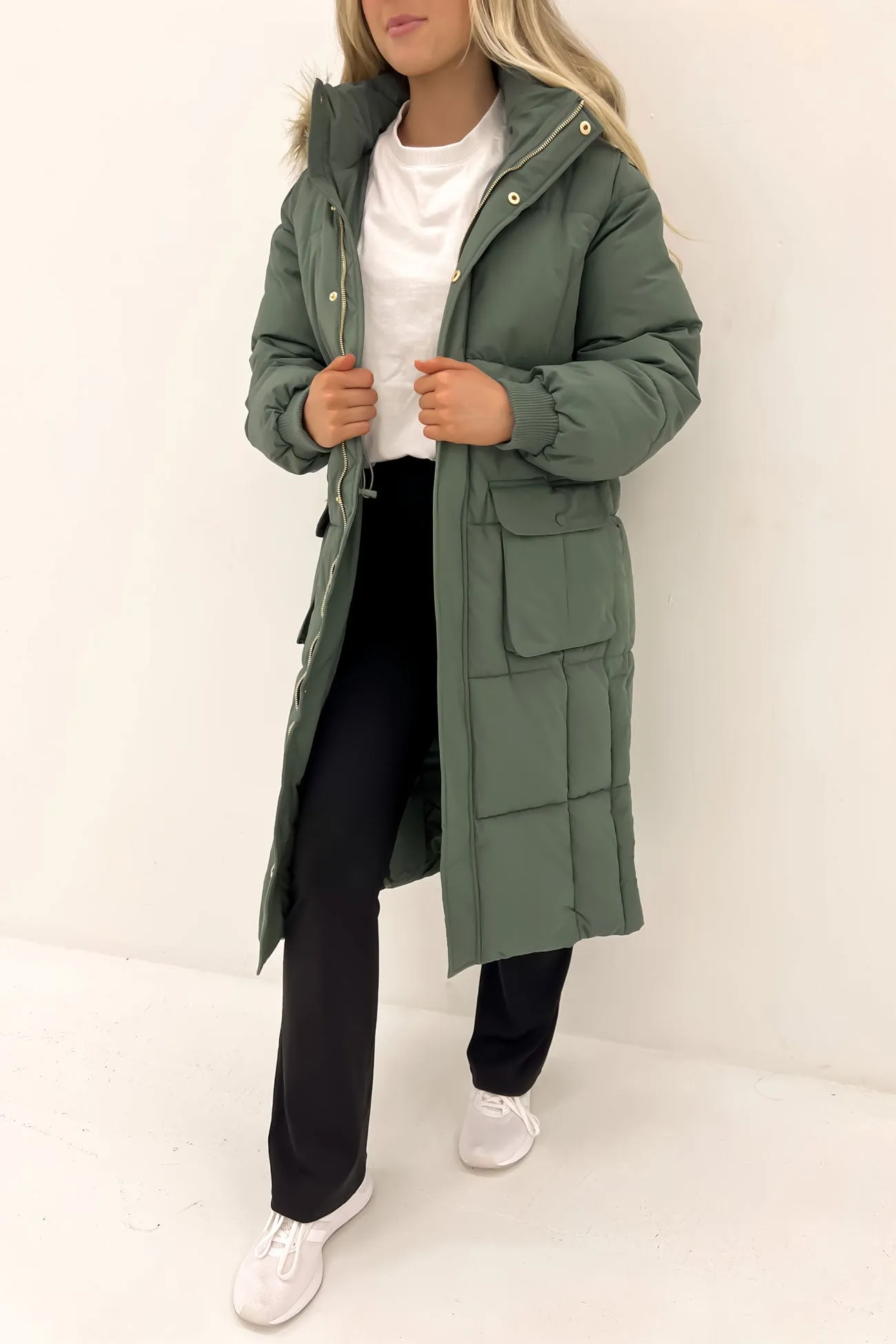 Active Fur Longline Puffer Green