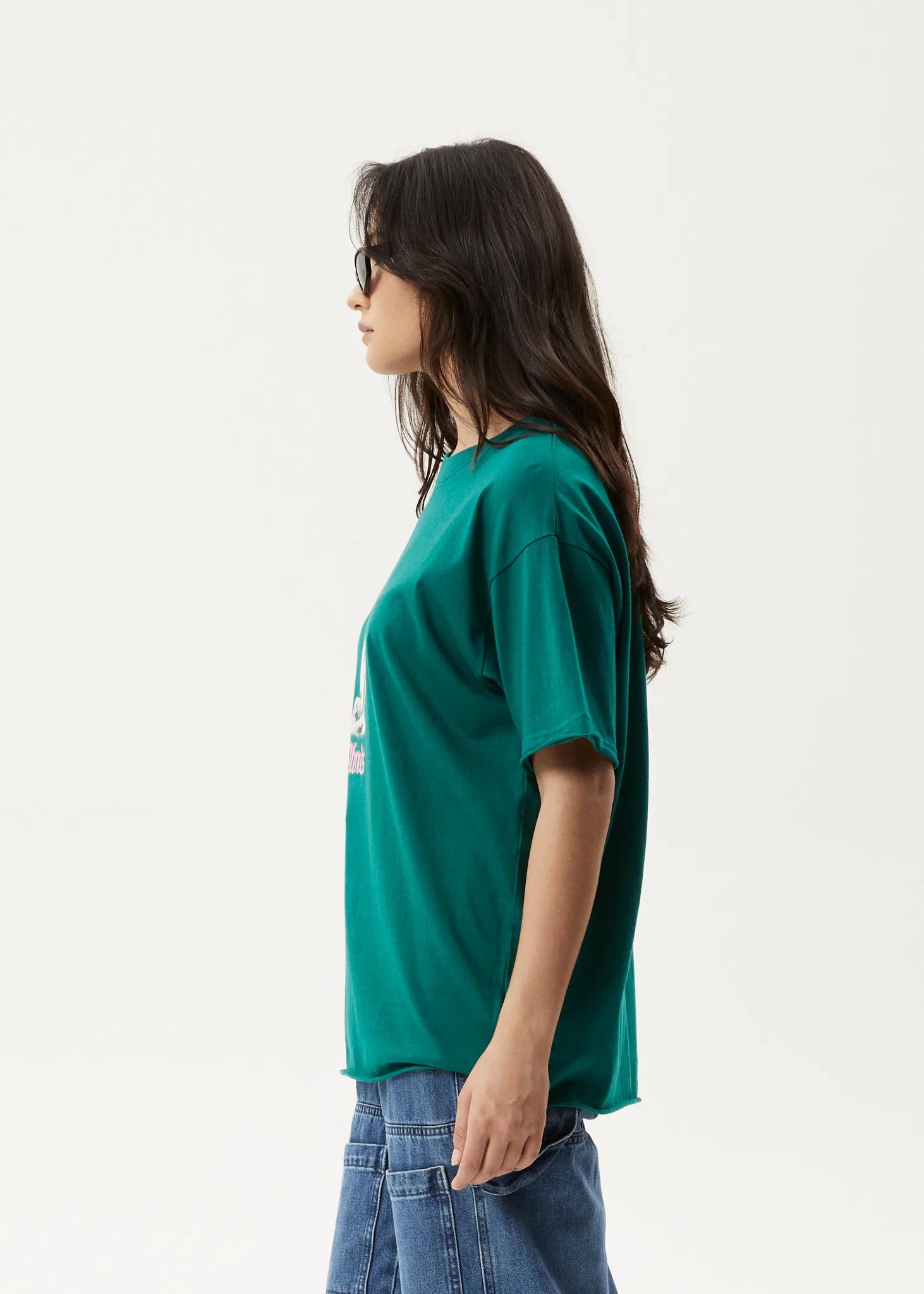 AFENDS Womens Fight Or Flight - Oversized T-Shirt - Pine