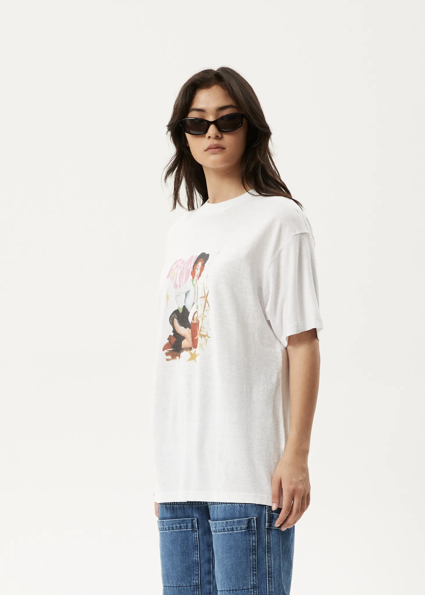 AFENDS Womens Worlds Above - Oversized T-Shirt - White