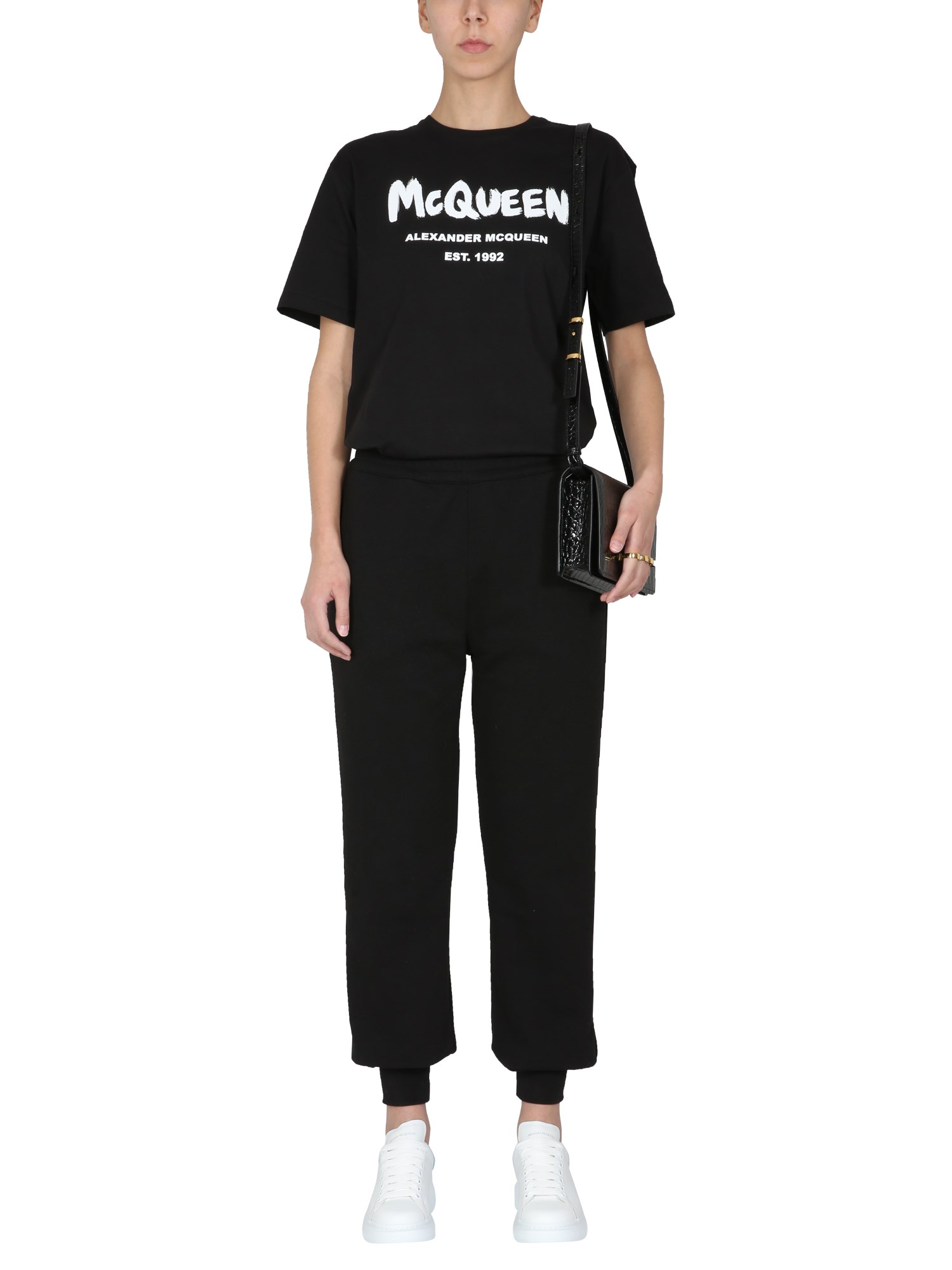 ALEXANDER McQUEEN    COTTON JOGGING PANTS WITH LOGO PRINT