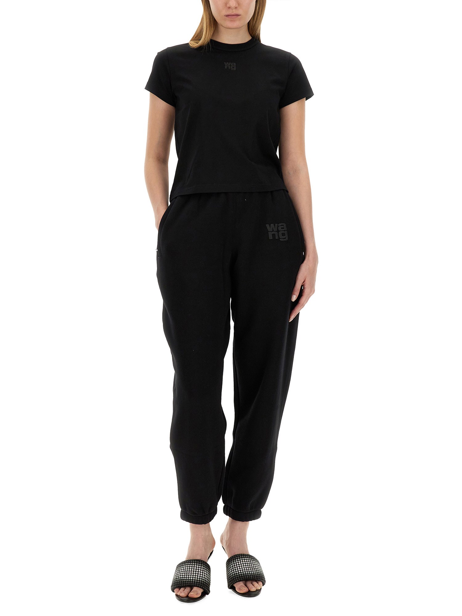 ALEXANDERWANG.T    COTTON FLEECE JOGGING PANTS WITH LOGO