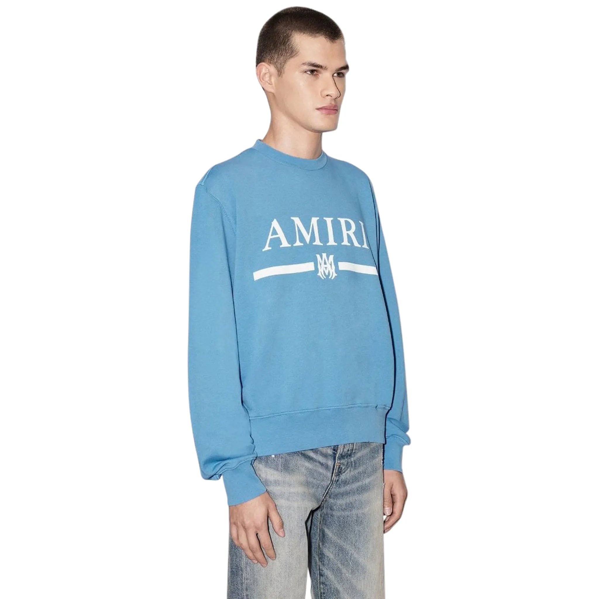 Amiri MA Bar Crewneck Carolina Blue Sweatshirt