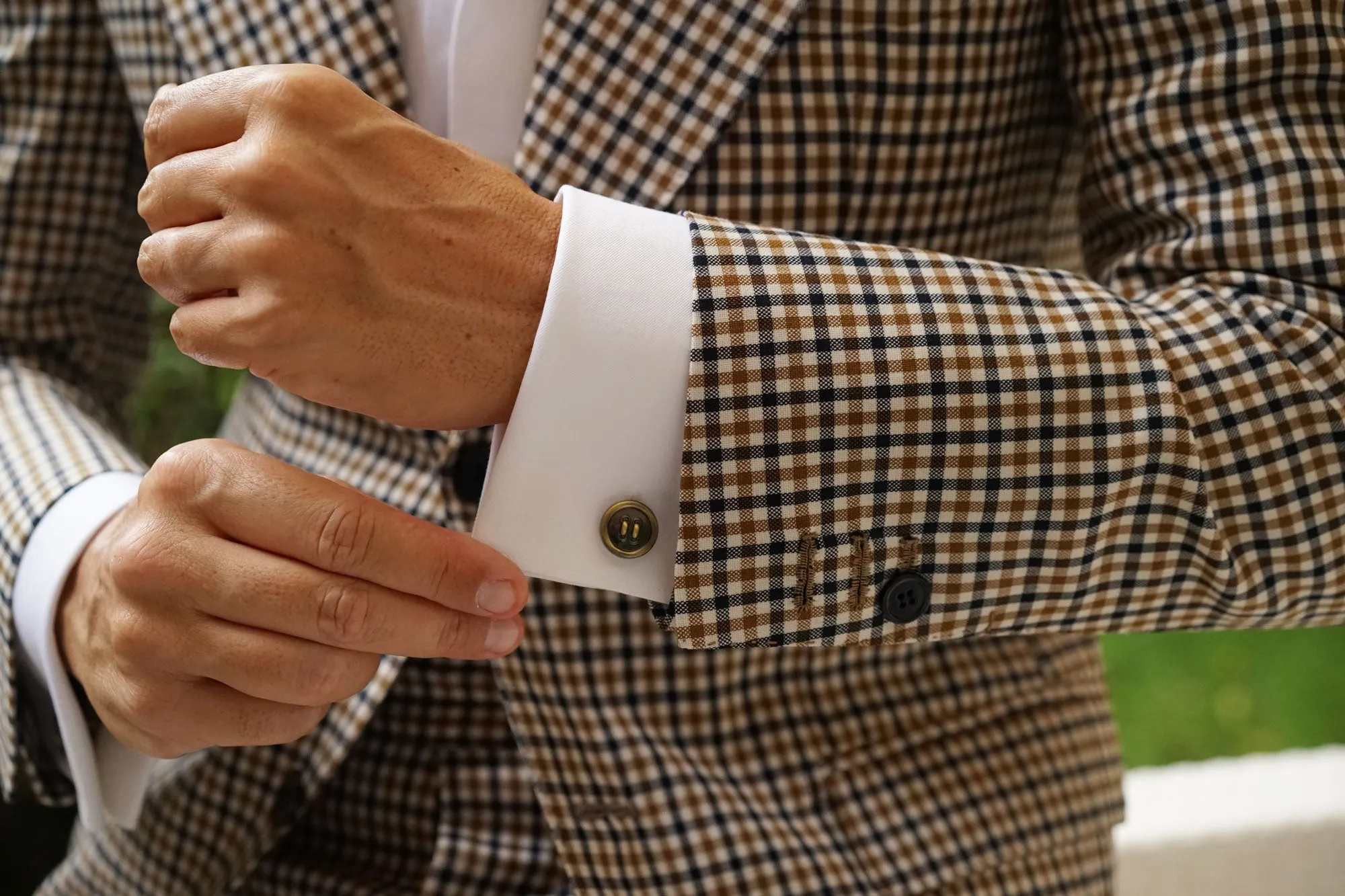 Antique Brass Button Cufflinks