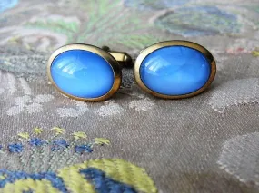 ANTIQUE Gents CUFFLINKS, Blue Chalcedony Like Stones,Stylish Links,Cuff Links,Blue Stones,Gentlemens Cufflinks,Vintage Wedding, 