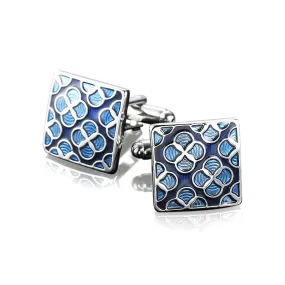 Antonio Cufflinks with Blue Enamel