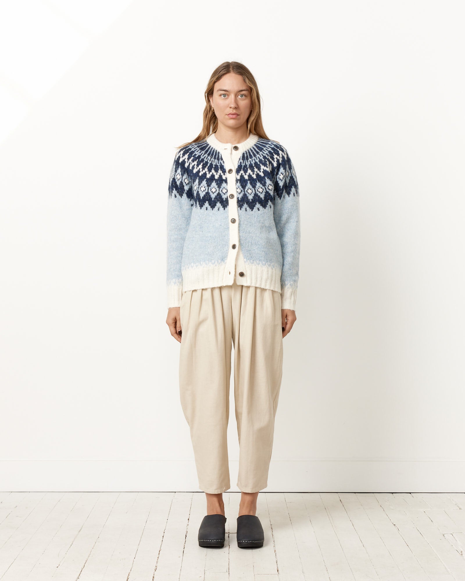 Ashwood Fair Isle Cardigan Frosty Blue Combo