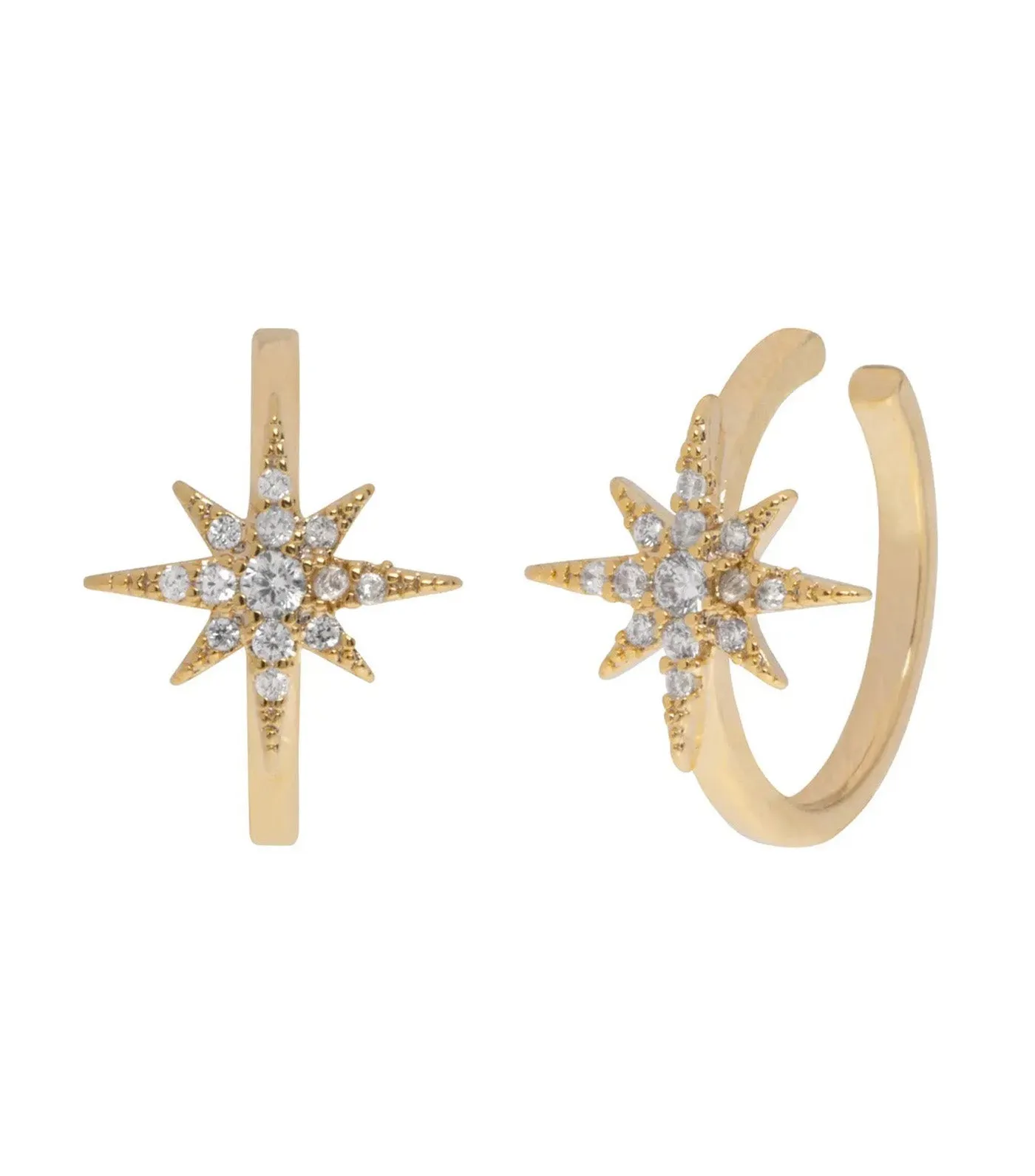 Aurora Crystal Star Ear Cuffs Gold