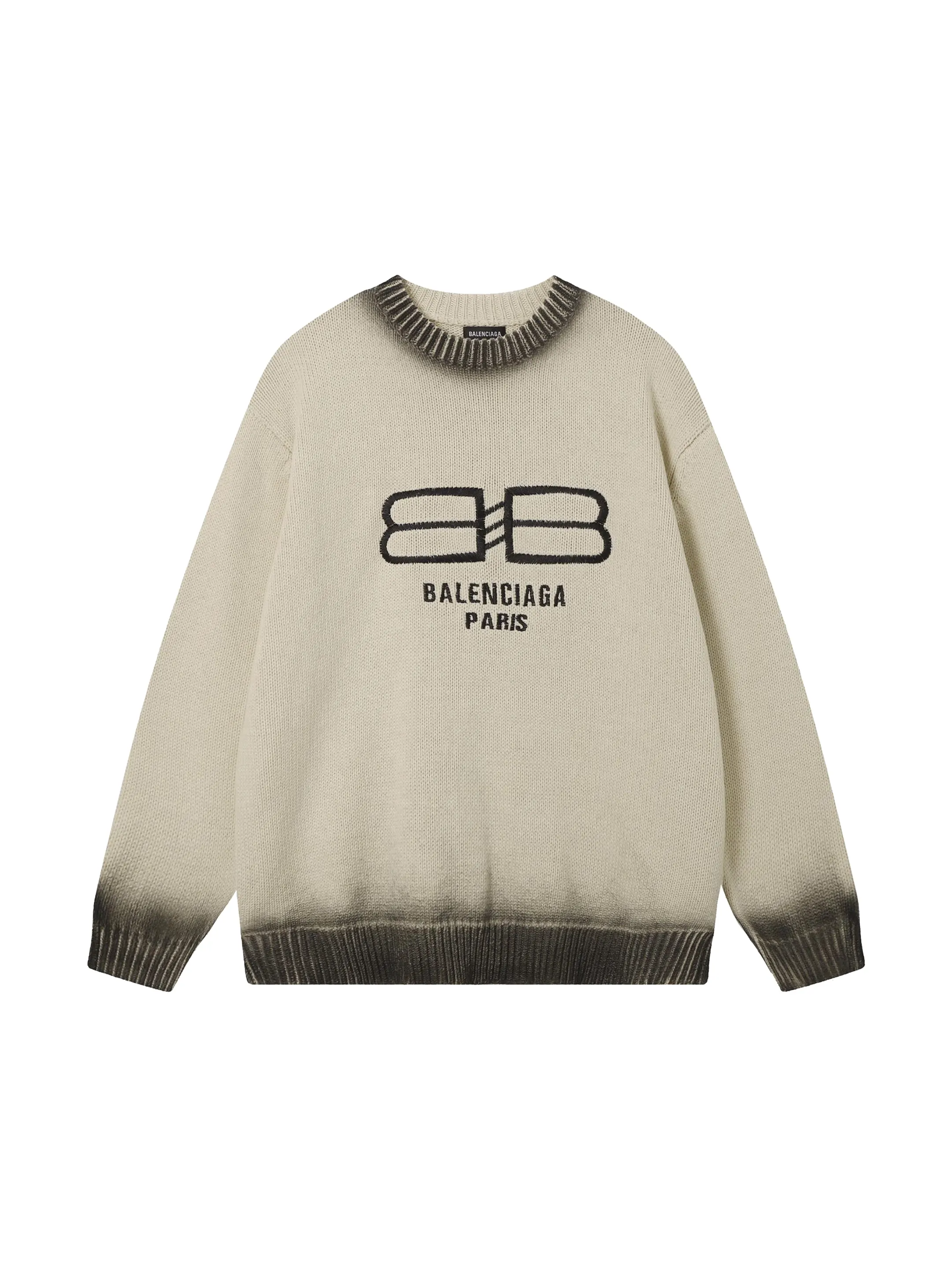 Balenciaga vintage spray-painted crew neck knitted sweater 12.5