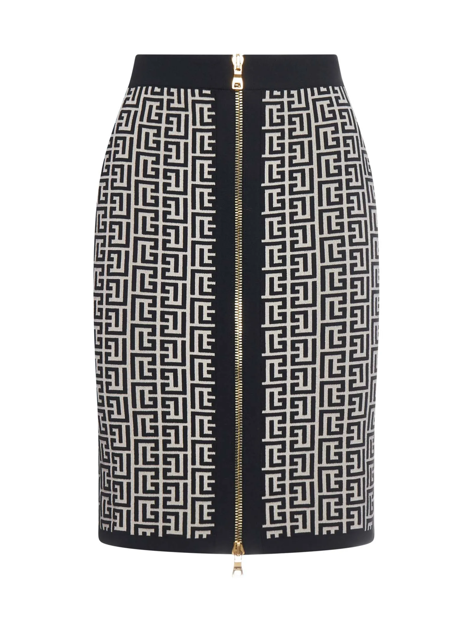 Balmain Monogram Zip-Up Mini Skirt