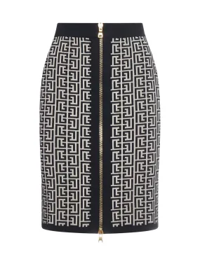 Balmain Monogram Zip-Up Mini Skirt