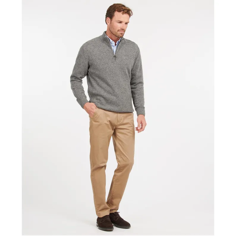 Barbour Tisbury Luxury Wool-Silk Blend Half-Zip Sweater: Tweed-Fleck Comfort MKN1187GY12 GREY