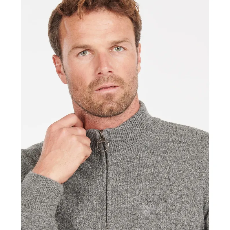 Barbour Tisbury Luxury Wool-Silk Blend Half-Zip Sweater: Tweed-Fleck Comfort MKN1187GY12 GREY