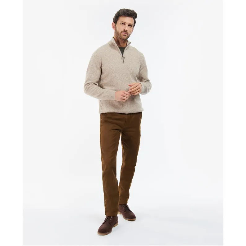 Barbour Tisbury Luxury Wool-Silk Blend Half-Zip Sweater: Tweed-Fleck Comfort MKN1187ST51 STONE