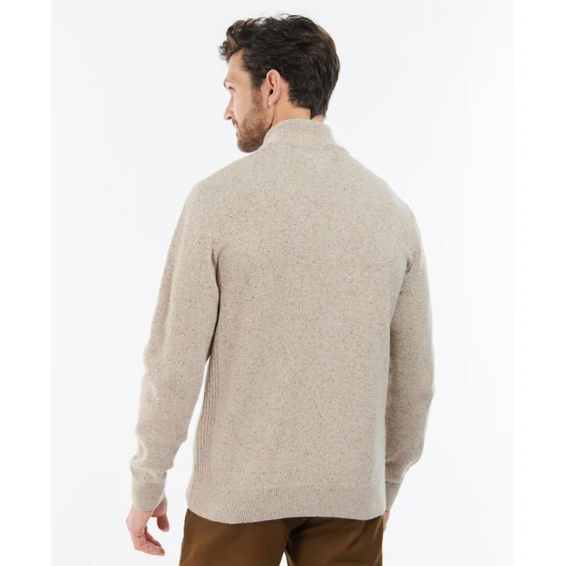 Barbour Tisbury Luxury Wool-Silk Blend Half-Zip Sweater: Tweed-Fleck Comfort MKN1187ST51 STONE