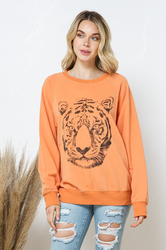 Blue B | French Terry Tiger Studded Star Graphic Sweatshirt