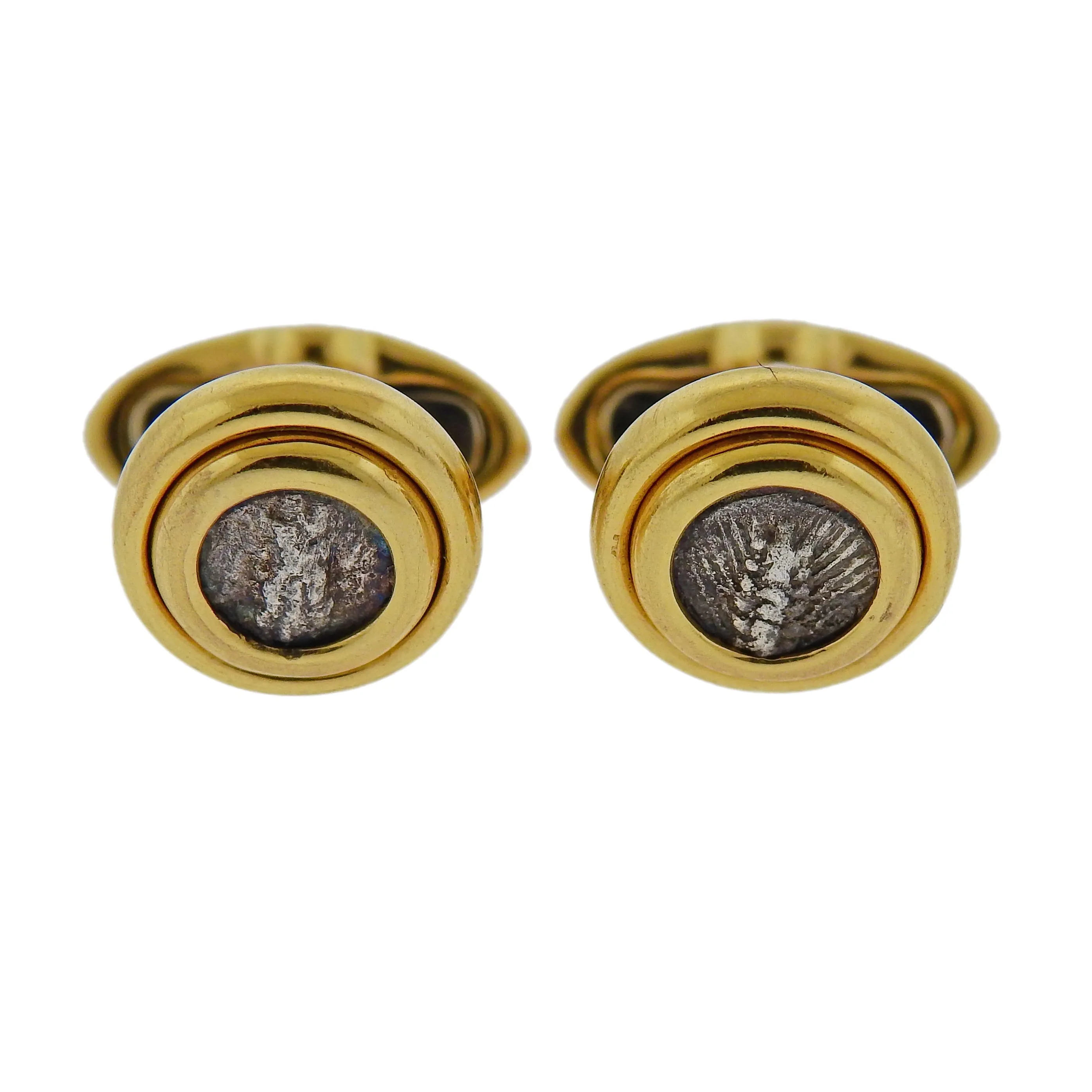 Bulgari Monete 18k Gold Ancient Coin Cufflinks