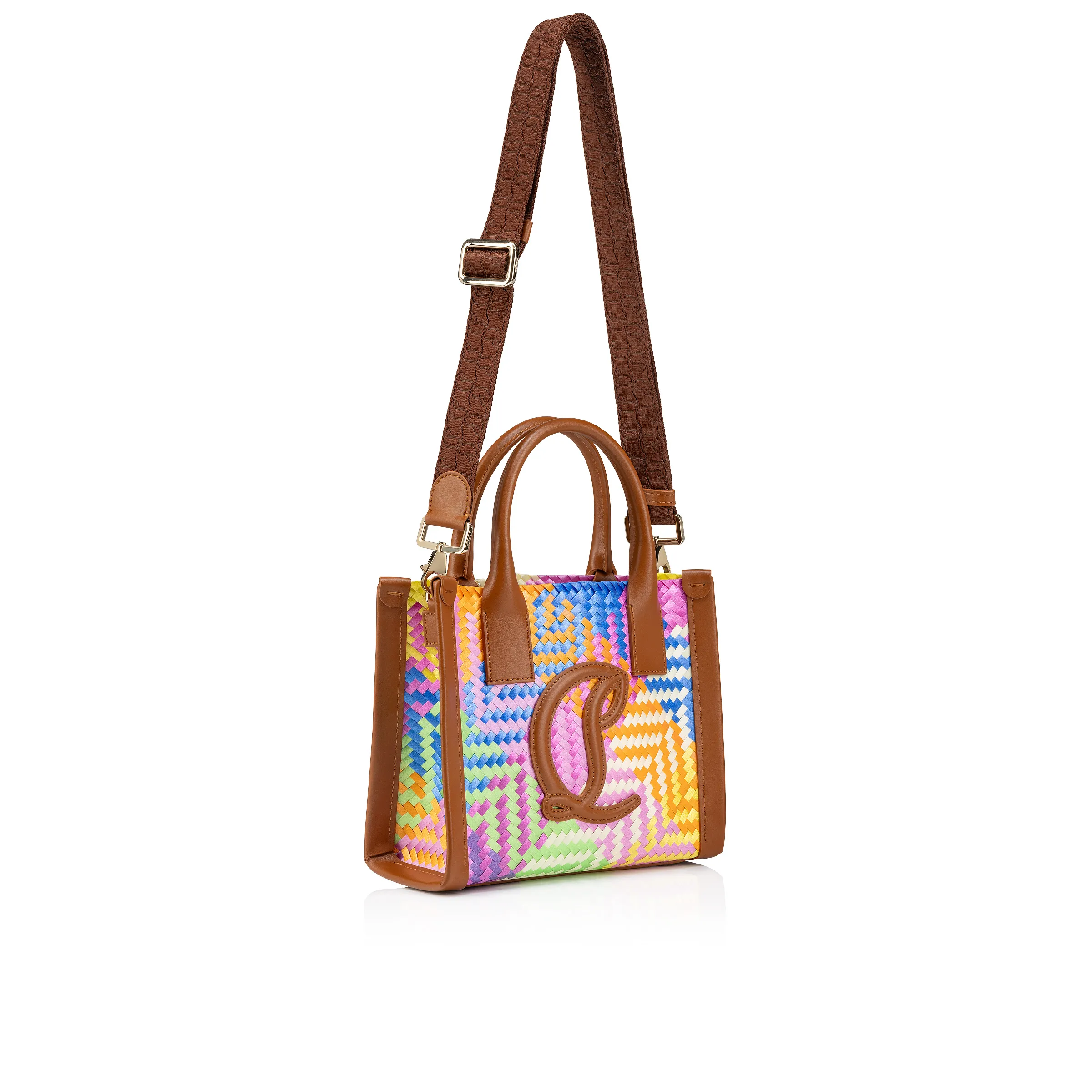 By My Side mini Tote bag - Braiding and calf leather - Multicolor