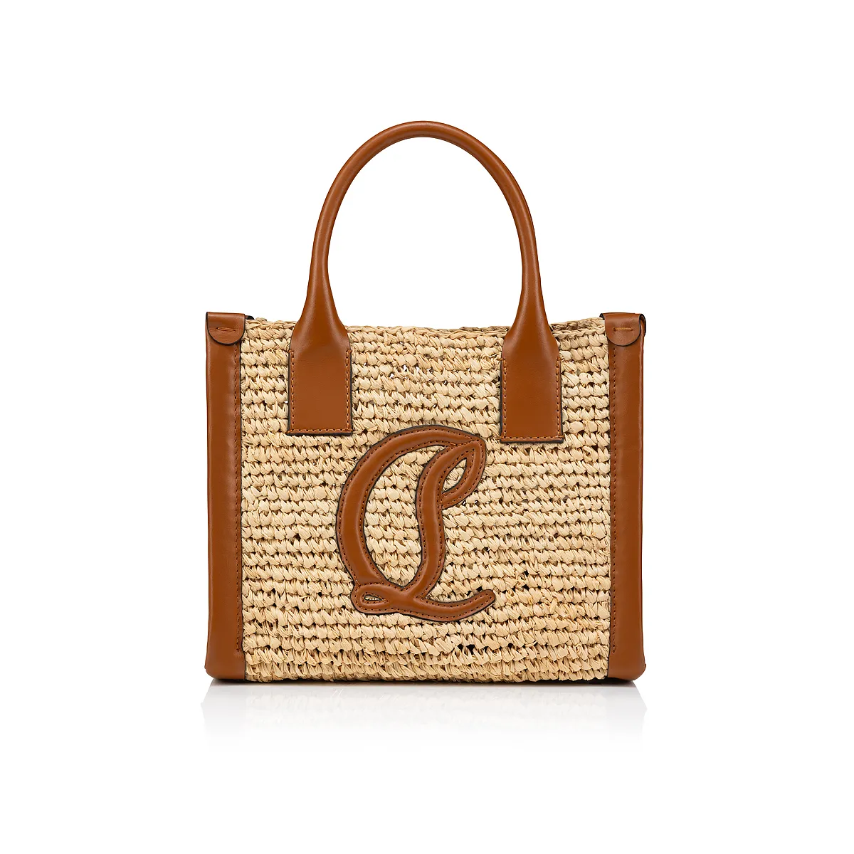 By My Side mini Tote bag - Raffia and calf leather - Natural