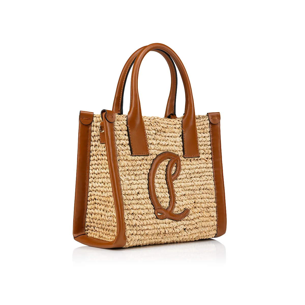 By My Side mini Tote bag - Raffia and calf leather - Natural