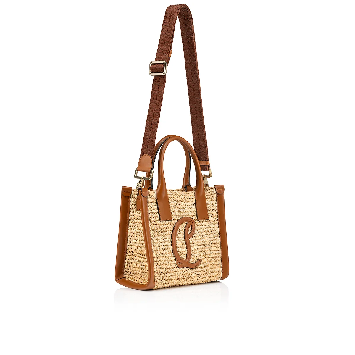 By My Side mini Tote bag - Raffia and calf leather - Natural