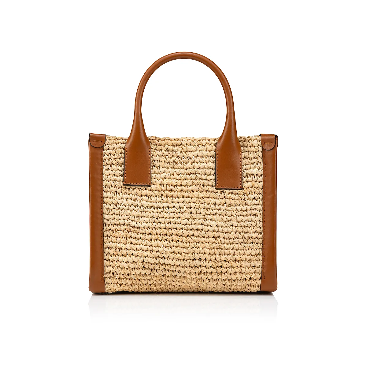 By My Side mini Tote bag - Raffia and calf leather - Natural