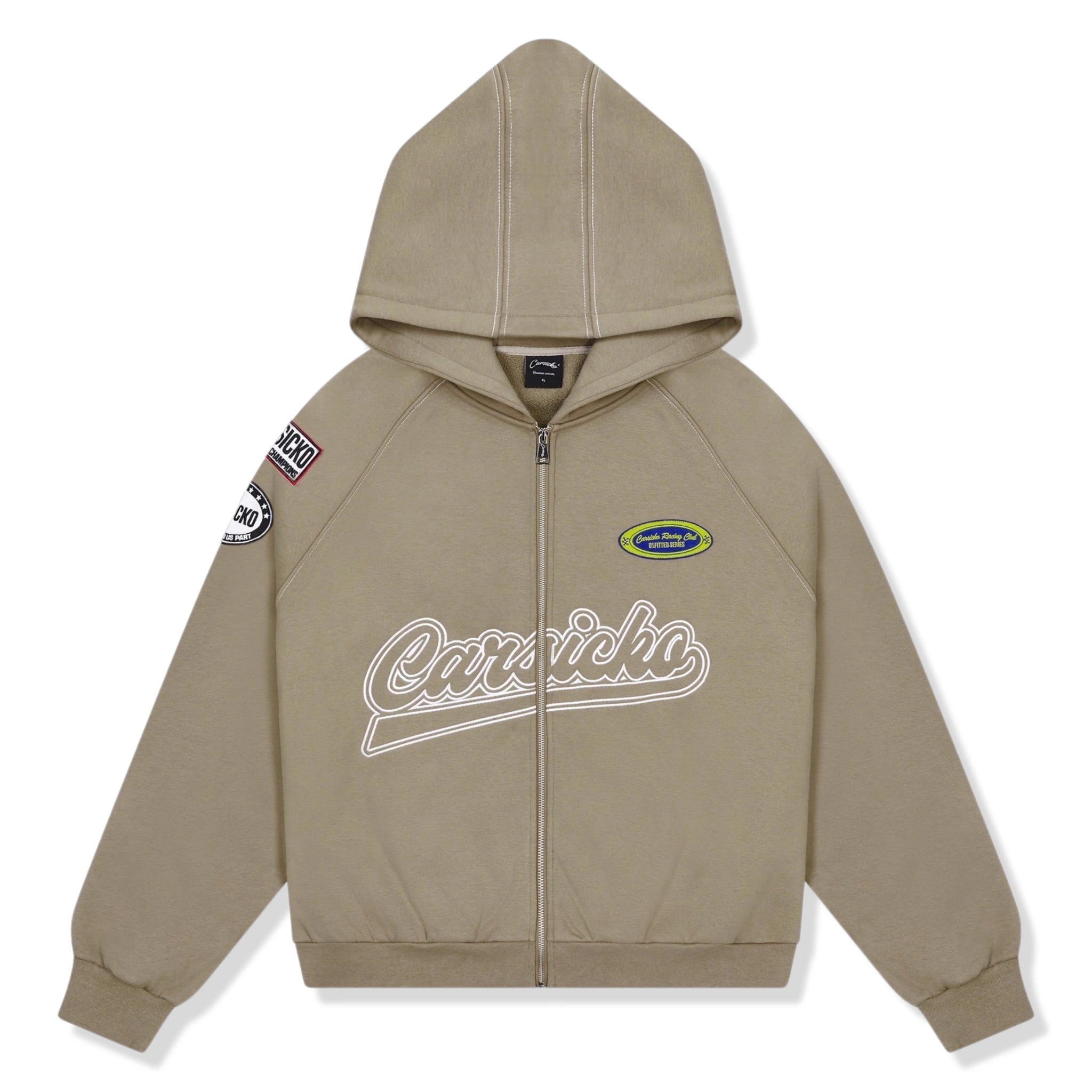 Carsicko Racing Club Zip-Up Cream Hoodie