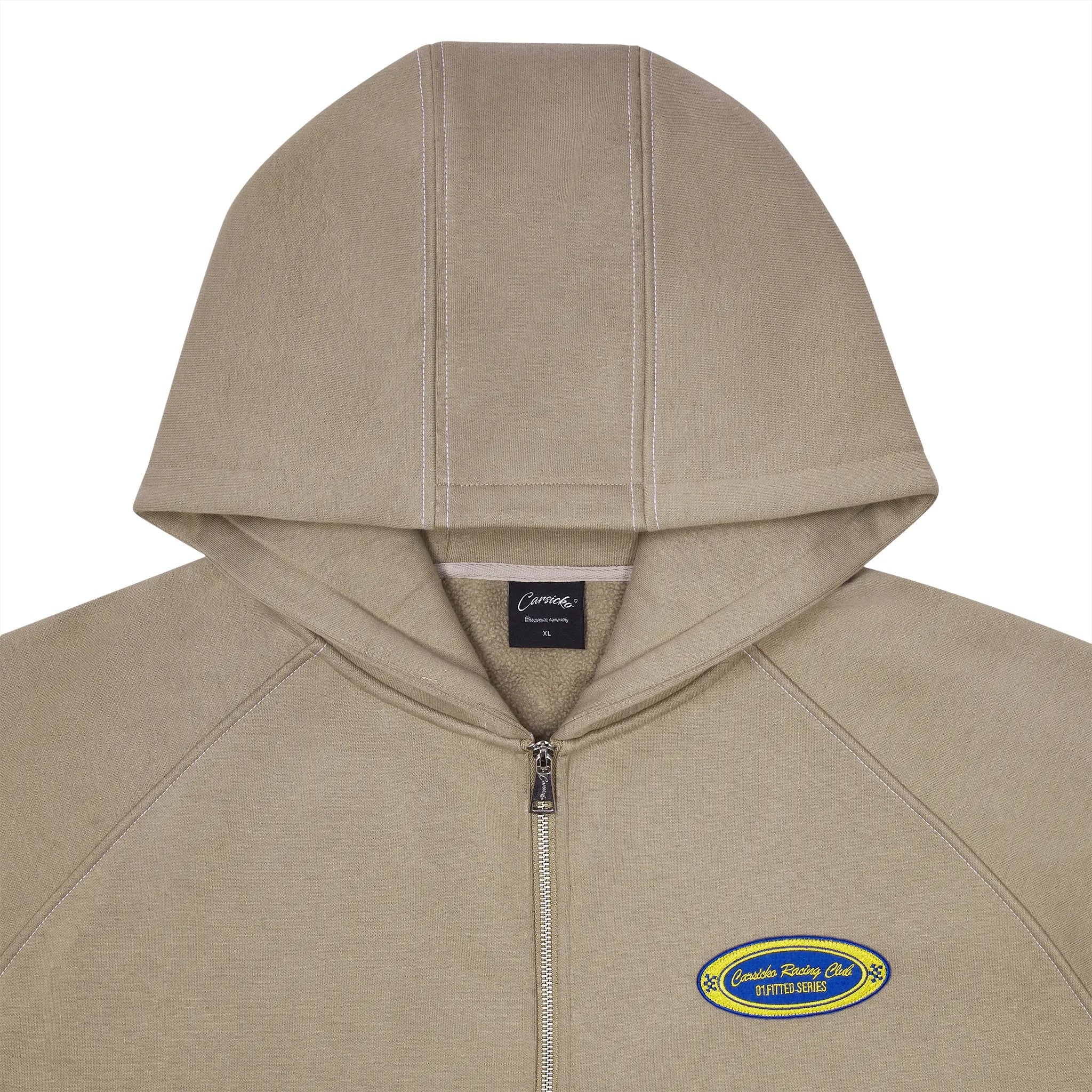 Carsicko Racing Club Zip-Up Cream Hoodie