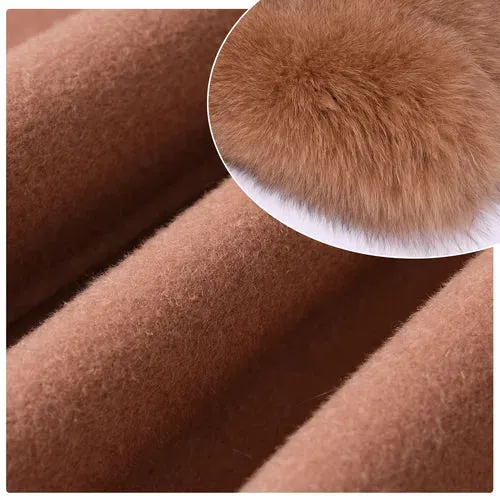 Cashmere coat with large fur cuffs