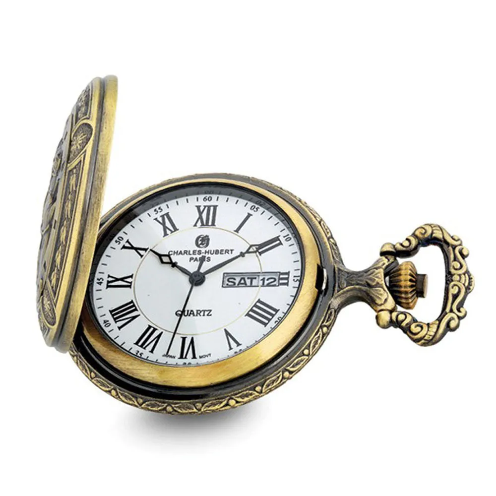 Charles Hubert 2-tone Antique Finish Train Pocket Watch