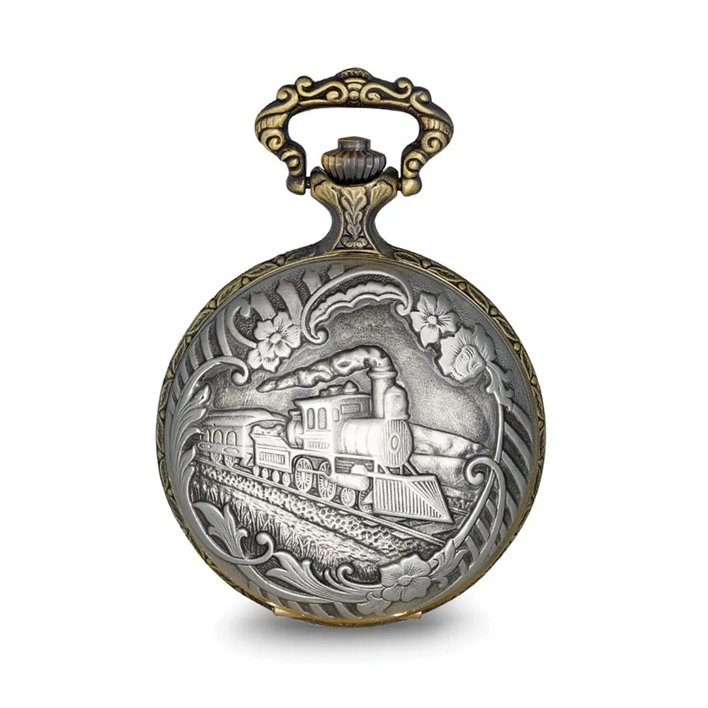 Charles Hubert 2-tone Antique Finish Train Pocket Watch