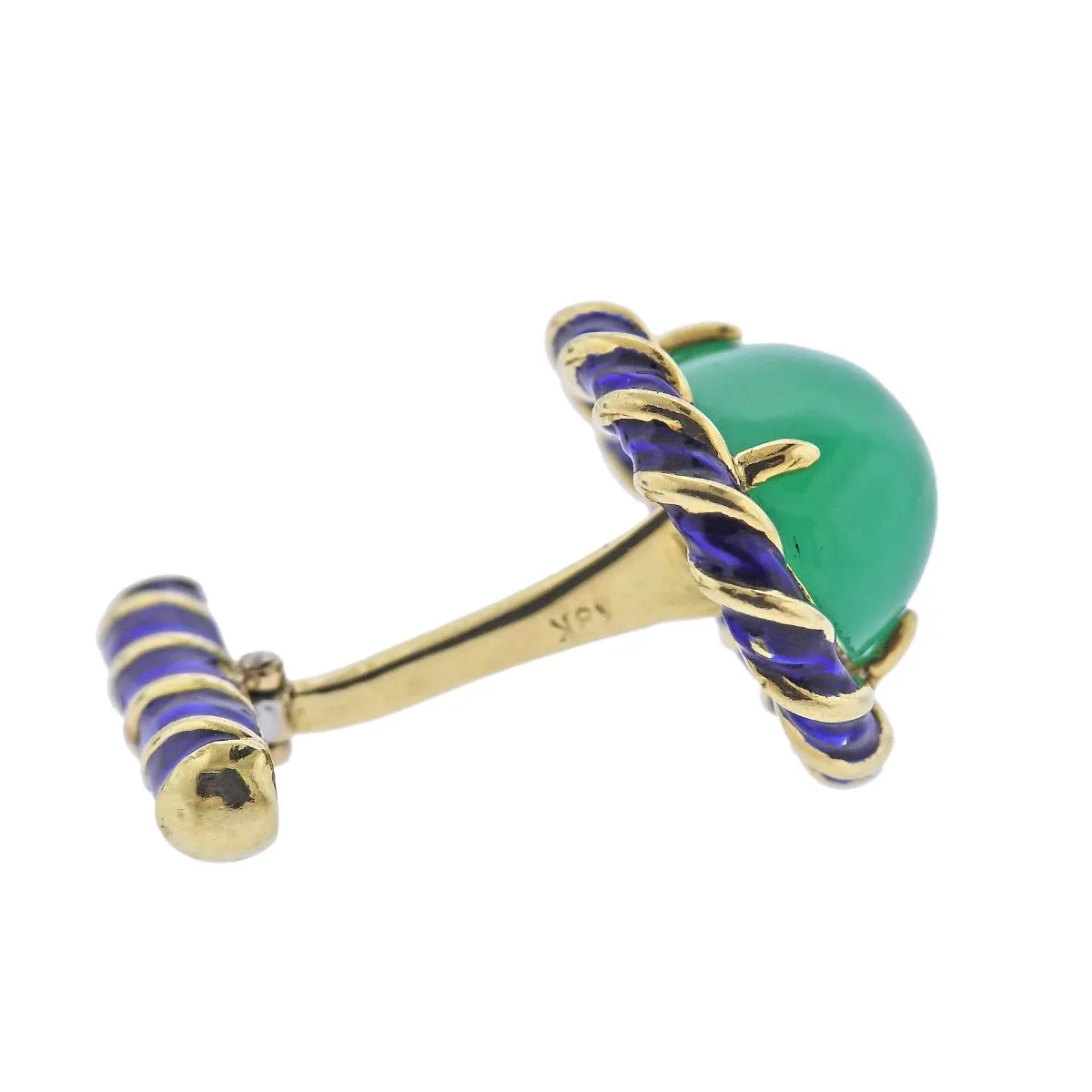 Chrysoprase Enamel Gold Cufflinks