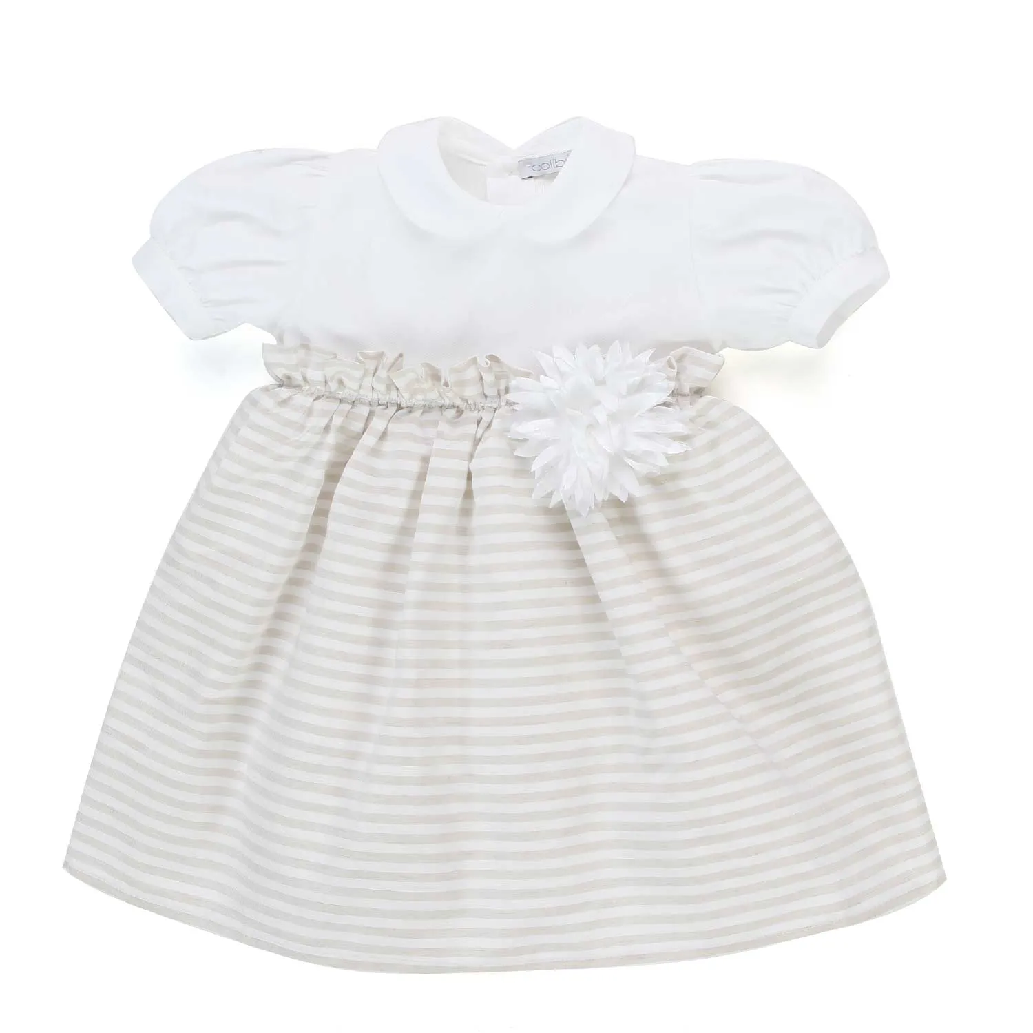 Colibri White And Beige Mini Dress For Baby Girl