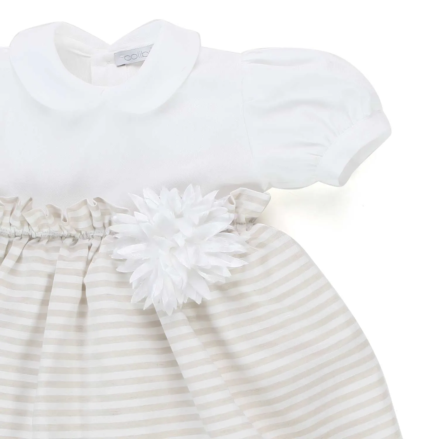 Colibri White And Beige Mini Dress For Baby Girl