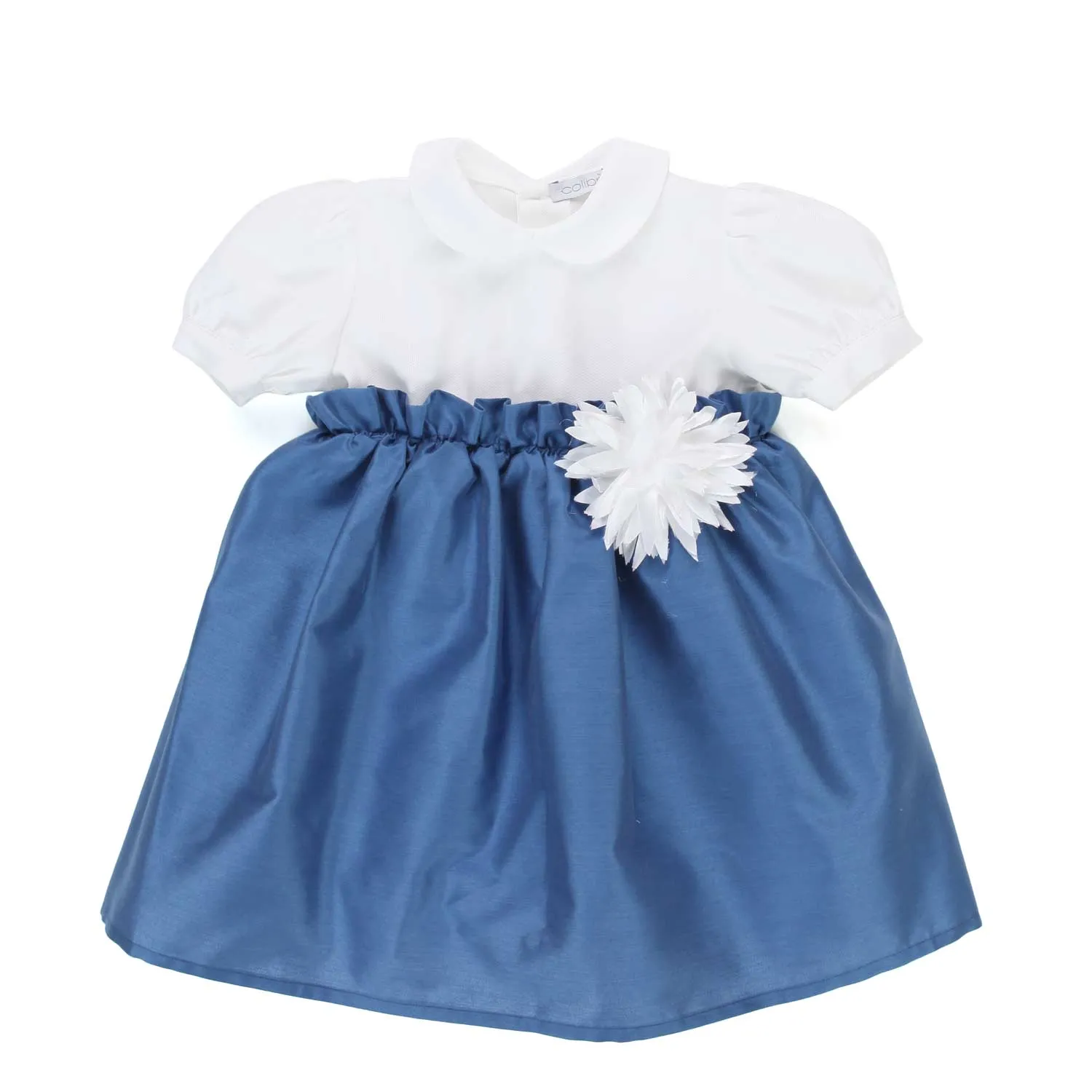 Colibri White And Cobalt Blue Mini Dress For Baby Girl